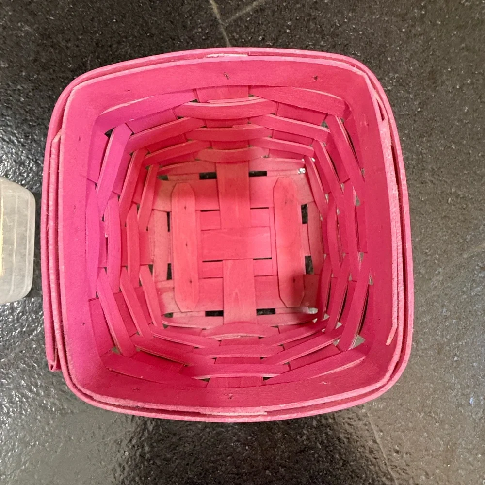 Longaberger Summer Brights 2010 Teaspoon Basket Pink w/ Plastic Liner